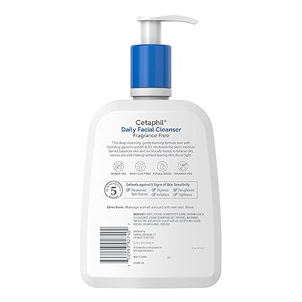 Cetaphil Face Wash, Daily Facial Cleanser for Sensitive,16 Oz